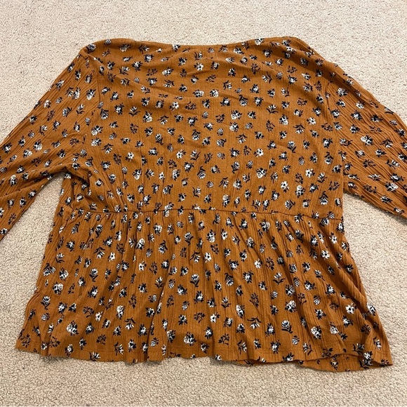 Lucky Brand Floral Blouse Long Sleeve Shirt Size Large Boho Top Spring Summer - Picture 7 of 9